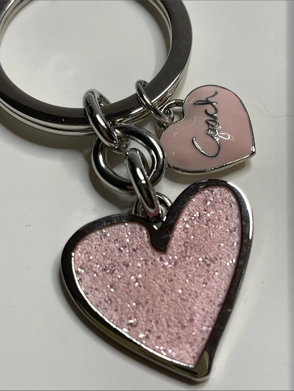 Coach Pink Glitter Heart Keychain with Small Heart Charm and Coach Pen - Picture 2 of 7